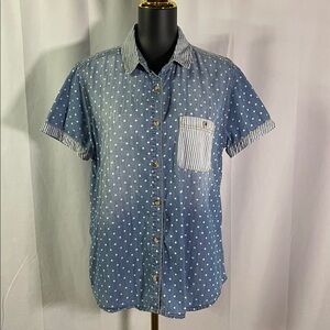 Urban Outfitters BDG Polka Dot Striped Short Sleeve Button Down Shirt
